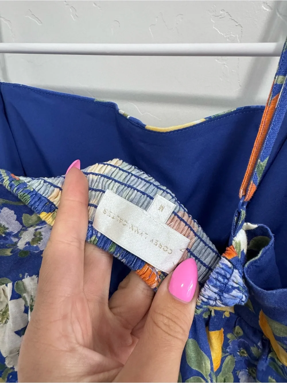 Corey Lynn Calter x Anthropologie Sadie Linen Romper Fruit Print Blue medium - Picture 5 of 5